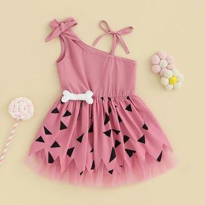 Mädchen Kleider Geboren Kleid Elegante Eine Schulter Ärmellose Mesh Mode Party Kleine Prinzessin Baby Halloween Geburtstag Geschenk Kinder Kleidung