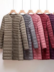 Women Down Parkas Long Parka Women Ultralight Cienka kurtka Autumn Winter Slim Slim White Duck Płaszcz odzieży wierzcha 231018