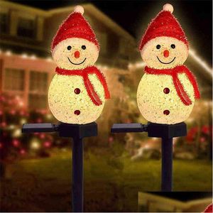 Dekoracje świąteczne do domu 2022 Solar Light Outdoor Święty Mikołaj Snowman Landscape Garden Drop dostawa świąteczna impreza DHVQV