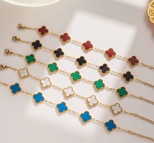 19 charme pulseiras moda jóias designer pulseira novo trevo de quatro folhas feminino sul simples ins cinco flores fritilar sorte atacado