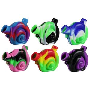 Latest Smoking Colorful Silicone Snail Style Dry Herb Tobacco Preroll Cigarette Cigar Holder Portable Mini Innovative Filter Waterpipe Bubbler Pipes