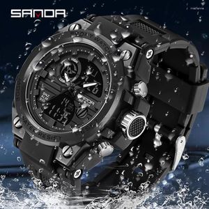 Wristwatches SANDA - Style Military Watch Men Digital Sports Watches For Man Waterproof Electronic Wristwatch Mens 2023