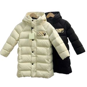 Set di abbigliamento Giacca lunga invernale per bambini Abiti firmati Piumini per bambini Ricami con cappuccio Caldo Parka Cappotto Piumini per il viso Stampa di lettere Stampa di capispalla