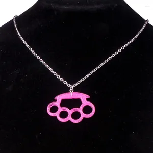 Hänge halsband kpop mode punk kedja harts glitter knuckle halsband för kvinnor män krage para mujer y2k rostfritt stål smycken