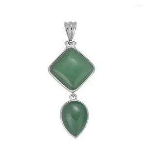 Colares Pingente Verde Aventurine Rhombus Prata Banhado Gota de Água Branco Howlite Pedra Moda Jóias