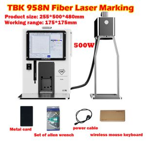 TBK 958N Automatisk Fokusfiber Laser Marking Gravering Machine 500W för iPhone 8-15 Series Back Glass Separat Remover 175x175mm