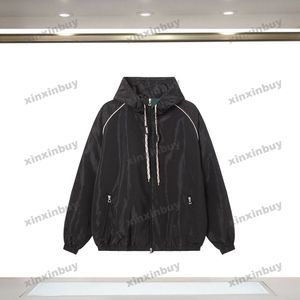 Xinxinbuy Men Designer bluza z kapturem Paris Zipper Nylon Windbreak Women Black White Żółte białe s-xl