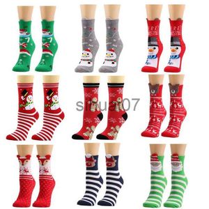 Juldekorationer Kvinnors julstrumpor Intressant Santa Claus Snowflake Elk Cotton Socks Men's New Year Decoration Navigation 2023 Christmas Gift X1019