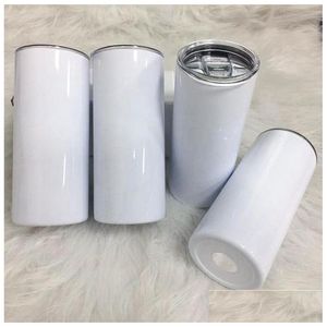 Tumblers Sublimation Tumbler 15Oz Tall Slim Straight White Blank Vacuum Insated Water Cup For Heat Transfer Drop Delivery Home Garde Dhkdb