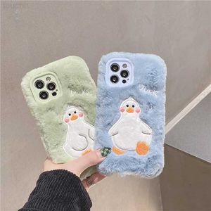 Case di telefonia cellulare calda per iPhone 13 12 pro 11 pro max xs xs max xr 7 8 più soft shell cartoon anatra gradina peluche mobile lussuosa custodie l2301019