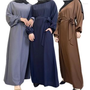 Roupas étnicas Cor Sólida Modest Robe Mulheres Muçulmanas Abaya Vestido Islâmico Árabe Ramadan Burqa Turquia Kaftan Vestidos Femininos