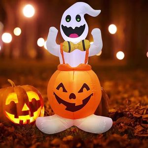 Halloween Toys 120 cm Halloween Uppblåsbar pumpa Ghost med LED -lampor utomhus Halloween Decoration Props Horror House Festival Party Supplies 231019