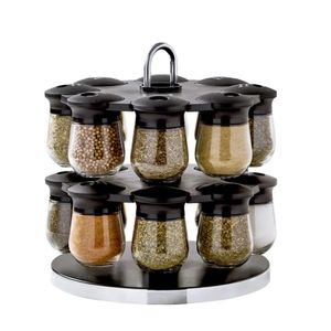 Storage Holders Racks Duke 16Jar Hanging Spice Rack with PreFilled Glass Jars and Free Refills Kitchen Items Accessories 231019