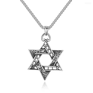 Pendant Necklaces 316L Titanium Steel Six-pointed Star Necklace Vintage Punk Men's Jewelry Christmas Brothers Gift Drop