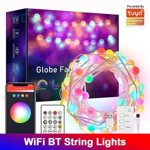 Weihnachtsdekorationen Tuya WiFi Smart Fairy Lights Outdoor Wasserdicht RGB String USB APP Steuerung Musik Girlande mit Alexa Google Home 231019