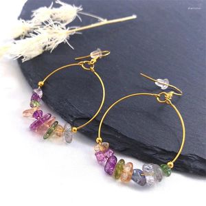 Stud Earrings Boho Colorful Irregular Gem Stone Handmade Dangle Ethnic Stainless Steel Gold Color Drop Earring Jewelry Women ESG146S0