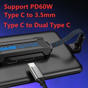 PD60W 3 in 1 Type C Fast Charging Mobile Gaming Sound Card Type-C to 3.5mm Portable 24Bit 96Hz Hi-Res With Retail Package