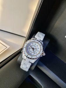 H0968 LUXURICUSURINY PROJEKTACJA CERMICS WRISTWATCH Diamond Kwarc Ruch Watch Women 33 mm mężczyzn 38 mm wodoodporne zegarek na rękę Noble prezent Relogio J12