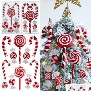 Weihnachtsdekorationen Mix Niedliche Weihnachtszuckerstangen Lollipop Baumkugeln Ornament Hängende Heimdekoration 2023 Navidad Natal Noel Dekor D DHBL2