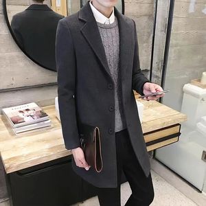 Men's Wool Blends Fashion Men Mens Casual Business Trench Coat Leisure Overcoat Male Punk Style Dust Coats Jackets 231019