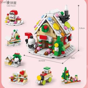 Bloki w kreatywnych serii świątecznych Bloków budulcowych Zestaw Winter Village Mini House Model DIY BRICKS Toys for Kids R231020