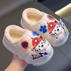 Barking team children's slippers Winter boys and girls warm cashmere bags with parent-child infants 1-3 years old 2 baby cotton shoes white