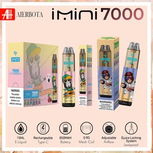 Hot Selling European 15 ml 0% 2% 3% 5% 7000 Puff Electronic Cigarette Partihandel Disponible Vapes Pen Justerbar luftflödetillverkare