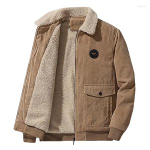 Giacche da uomo Uomo Bel pile invernale Caldo spesso collo di pelliccia moda Cappotto di velluto a coste Capispalla autunnale Giacca casual militare