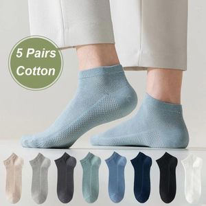 Men's Socks 2023 Men Mesh Breathable Summer Thin Solid Color Odor And Sweat-absorbing Black Sports Cotton Boat 5Pairs