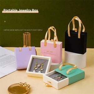 Jewelry Boxes Portable Box Packing Necklace Earrings Bracelets Display Practical Wedding Gift Ribbon Packaging Paper 231019