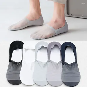 Men's Socks Shallow Mouth Mesh Invisible Thin Stripe Casual Male Slippers Hosiery Summer Fashion No Show Man Clothing