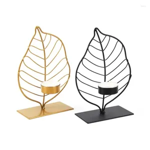 Candle Holders Wrought Iron Holder Nordic Hollow Leaf Candlestick Desktop Decoration For Room Home Restaurant Wedding Party