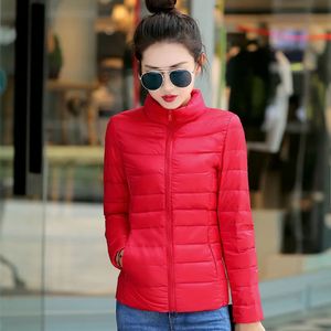 Women's Down Parkas M-8xl White Duck Down Jacket For Women Winter Warm Down Coat Light Weight Stand Coll Pocket Pocket Dragkedja Casual Ytterkläder 231020