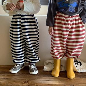 Trousers Autumn Boys And Girls Striped 4 Colors Knitted Casual Children Cotton Loose Sweatpants