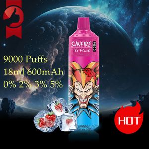 China Authentic Sunfire 9000puffs Disposable Vape E Zigarettes Ecig Device Kit Rechargeable Battery 18ml Prefilled Puff 8K 9K 10K 12K vs RnM Vapes 9000 10000 Puffs