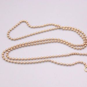 Kedjor Real 18K Rose Gold Chain for Women 1,4 mm Slät pärllänk Halsband 40 cm Längd Stämpel AU750