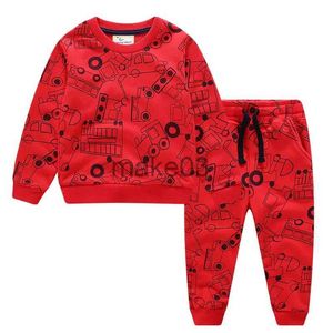 Set di abbigliamento SAILEROAD Set di vestiti per escavatore per bambini Primavera Autunno 2 pezzi Abiti Nuovi abiti per bambini per ragazzi Ragazze Camicia lunga + pantaloni Tute sportive J231020