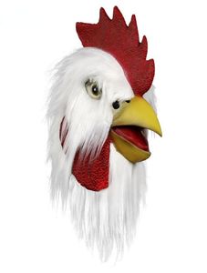 Maschera di gallo Maschera di pollo Halloween Novità Festa in costume Lattice Maschera di testa di animale Gallo Puntelli cosplay Bianco 2207251039128
