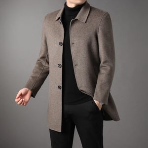 Misto lana da uomo Cappotto lungo monopetto da uomo di alta qualità Autunno Inverno Business Casual Giacca classica di marca 231019