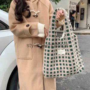 Shoulder Bags Waffle Pattern Plush Shoulder Bags Handbag Student Books Tote Ladies Designer Shopping Bagstylisheendibags