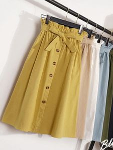 Юбки лето-осень женские миди длиной до колена корейская элегантная юбка с высокой талией на пуговицах женская плиссированная школьная юбка 231019