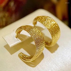 Brincos pendurados em ouro 18K real Au750 clássico design escovado presente de dia dos namorados para menina E0028