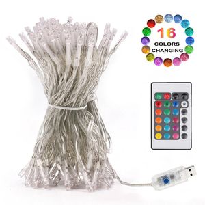 Decorações de Natal 10m 60 LED String Light 16 Cor Mudando Usb Iluminação de Férias Controle Remoto Impermeável Fada Guirlandas Decoração Ao Ar Livre 231019