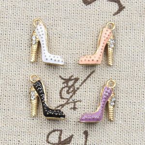 Charms 8 Stück 2-seitige High-Heels-Schuhe 14 x 16 mm, Antik-Silberfarben, Anhänger, DIY-Bastelarbeiten, Herstellung von Erkenntnissen, handgefertigter tibetischer Schmuck