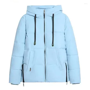 Women's Trench Coats Winter Down Cotton Jacket Women 2023 Loose Drawstring Hooded Coat Pure Colour Outerwear Fashion Thicken Parka Overcoat
