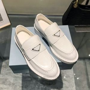 Luxury designer dress shoes loafers women inverted triangle branded for Increase platform moccasins patent matte chunky sole white m1020