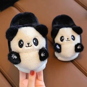Chinelos 2023 novas crianças bonitos panda chinelos confortáveis sapatos de algodão quente meninos meninas indoor casa chinelos de inverno r231020
