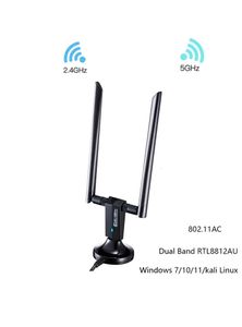 Localizadores de wi fi adaptador usb banda dupla rtl8812au 2.4g 5ghz dongle sem fio placa de rede 3.0 para windows 7 10 11 kali linux 231019