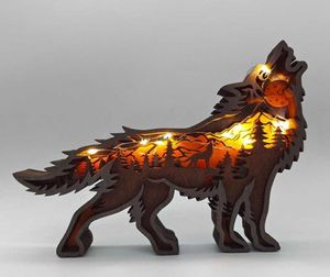 Howl Wolf Craft Sculpture Figurine Laser Cut Wood Material Home Decor Gift Art Crafts Forest Animal Table Decoration Wolf Statues 4974034