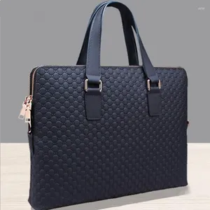 Evrak çantaları deri erkek ve kadın çanta iş evrak çantası bayanlar omuz diyagonal mavi/siyah 14 